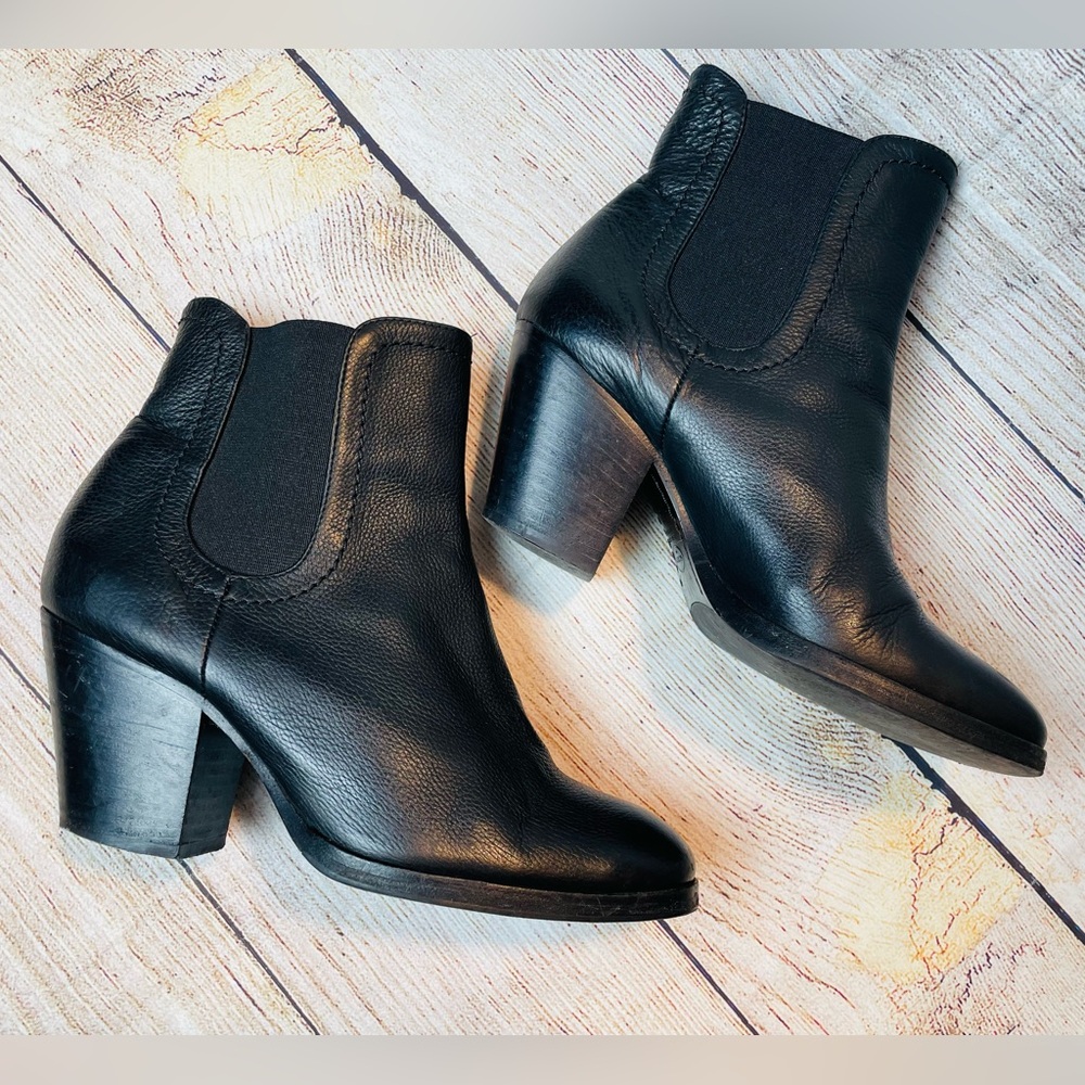 Scoop NYC Women Black Leather Ankle Boots Size 37 (US 7)
